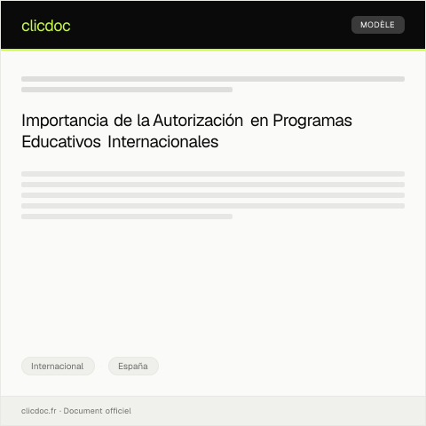 Vista previa del documento Autorización para participación en programas educativos internacionales — Internacional, España