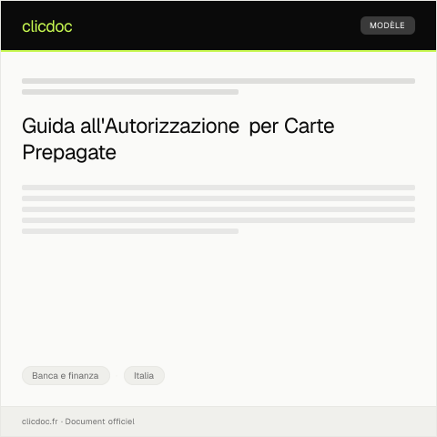 Anteprima documento Autorizzazione all'Utilizzo di Carte Prepagate — Banca e finanza, Italia