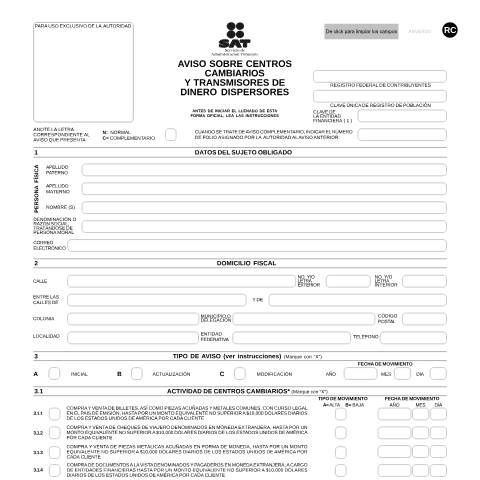 Vista previa del documento RC​ — Código Fiscal de la Federación (CFF), México (CERFA n°RC​)