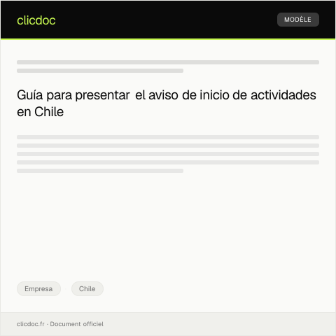 Vista previa del documento Presentar aviso de inicio de actividades ante el Servicio de Impuestos Internos — Empresa, Chile