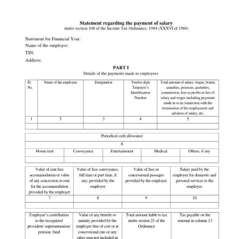 Document preview: 61 — income_tax_form, বাংলাদেশ (CERFA n°61)