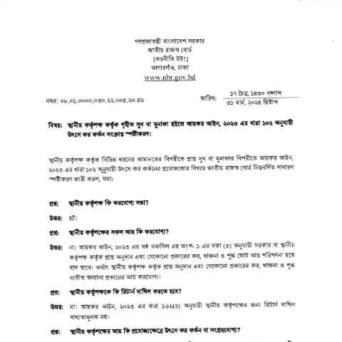 Document preview: Letter Issue No 59 — income_tax, বাংলাদেশ (CERFA n°Letter_Issue_No-59)