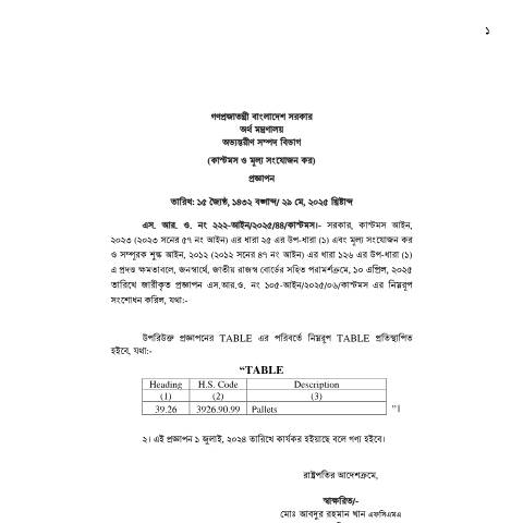 Document preview: 33.SRO 105 2025 Bricks Pallets Amend — sro, বাংলাদেশ (CERFA n°SRO 105)