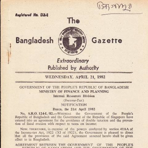 Document preview: Bangladesh Singapore — tax_treaty, বাংলাদেশ (CERFA n°Bangladesh_Singapore)