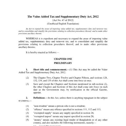 Document preview: 18 — act, বাংলাদেশ (CERFA n°18)