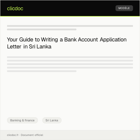 Document preview: Bank Account Opening Application Form — Banking & finance, Sri Lanka