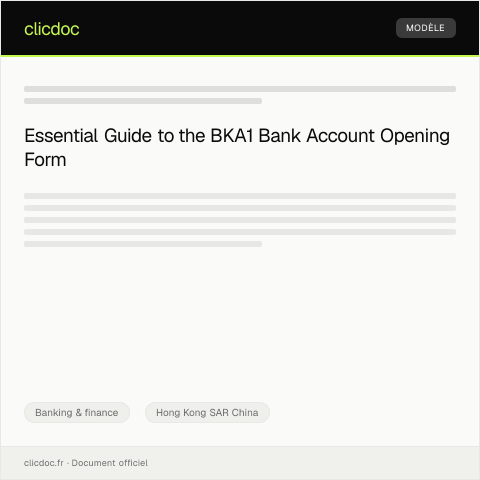 Document preview: Application for Bank Account Opening (Form BKA1) / 銀行帳戶開戶申請表（BKA1） — Banking & finance, Hong Kong SAR China