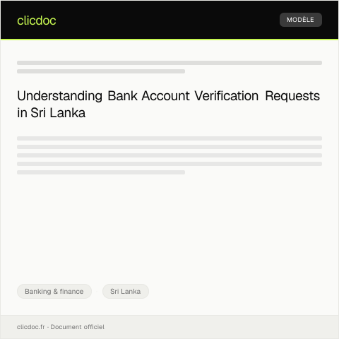 Document preview: Bank Account Verification Request — Banking & finance, Sri Lanka