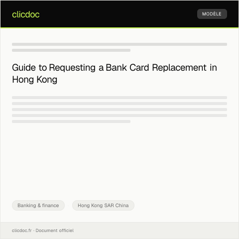 Document preview: Bank Card Replacement Request / 銀行卡更換申請 — Banking & finance, Hong Kong SAR China
