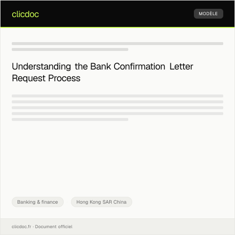 Document preview: Bank Confirmation Letter Request / 銀行確認信申請 — Banking & finance, Hong Kong SAR China