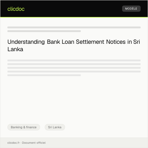 Document preview: Bank Loan Settlement Notice — Banking & finance, Sri Lanka