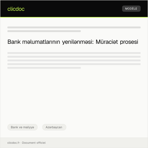 Document preview: Bank məlumatlarının yenilənməsi üçün müraciət — Bank və maliyyə, Azərbaycan