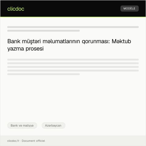 Document preview: Bank müştəri məlumatlarının qorunması barədə məlumat — Bank və maliyyə, Azərbaycan