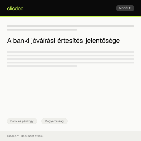 Document preview: Banki jóváírási értesítés benyújtása — Bank és pénzügy, Magyarország