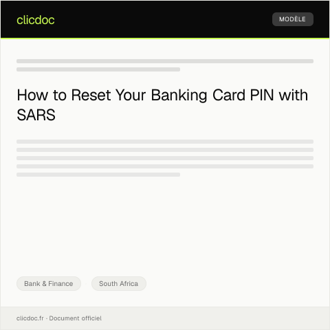 Document preview: Application for Banking Card PIN Reset — Bank & Finance, South Africa