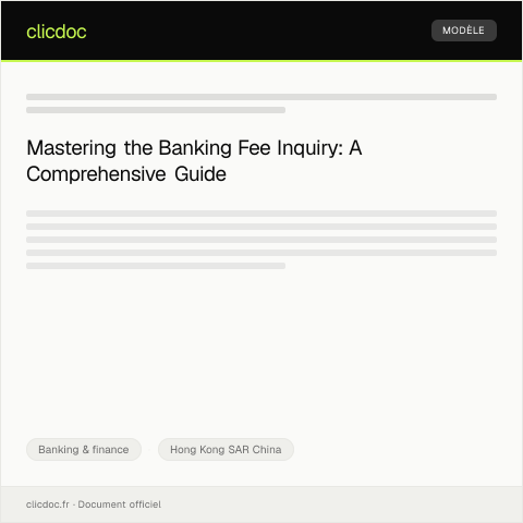 Document preview: Banking Fee Inquiry Form / 銀行費用查詢表 — Banking & finance, Hong Kong SAR China