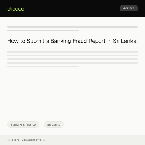 Document preview: Banking Fraud Report Form — Banking & finance, Sri Lanka