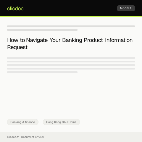 Document preview: Banking Product Information Request / 銀行產品資料查詢 — Banking & finance, Hong Kong SAR China