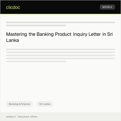 Document preview: Banking Product Inquiry Form — Banking & finance, Sri Lanka