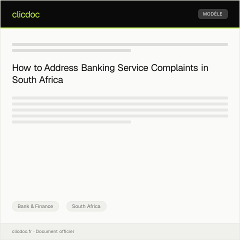 Document preview: Banking Service Complaint Form — Bank & Finance, South Africa