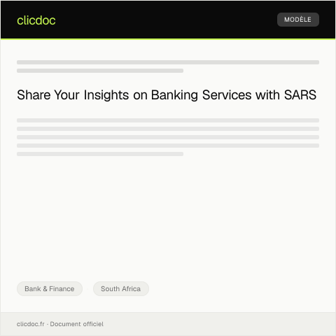 Document preview: Banking Service Feedback Survey — Bank & Finance, South Africa