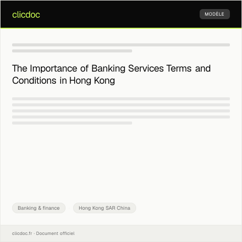 Document preview: Banking Services Terms and Conditions Agreement / 銀行服務條款及細則協議 — Banking & finance, Hong Kong SAR China