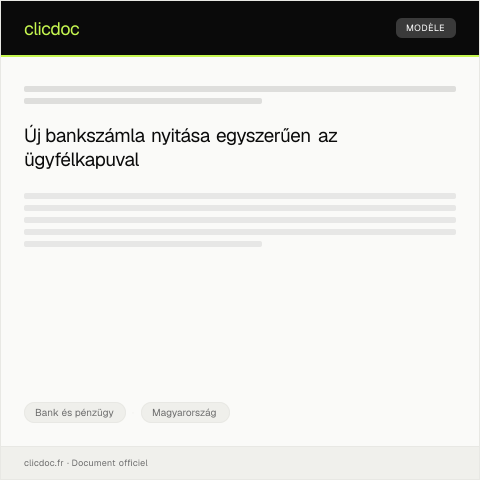 Document preview: Bankszámla nyitási kérelem az ügyfélkapu használatával — Bank és pénzügy, Magyarország