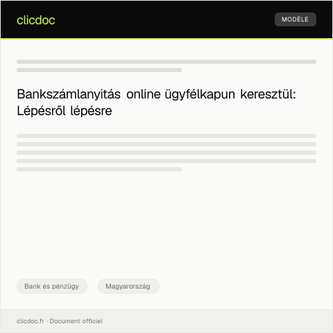 Document preview: Bankszámlanyitási kérelmezés online ügyfélkapun keresztül — Bank és pénzügy, Magyarország