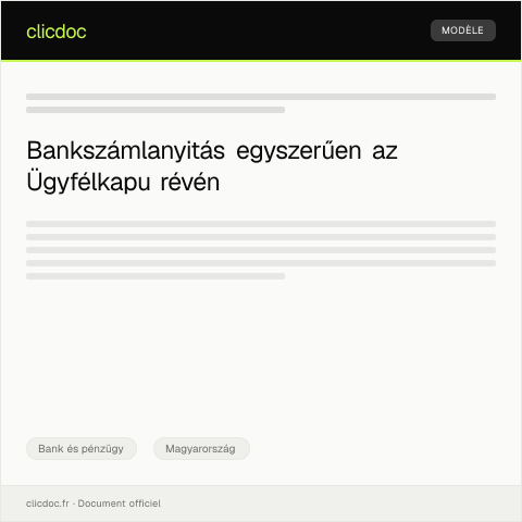 Document preview: Bankszámlanyitási kérelem az Ügyfélkapu használatával — Bank és pénzügy, Magyarország