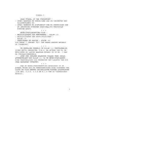 Aperçu du document Schalen 1 januari 2017 (KB 12 december 2016) (PDF, 104.08 KB) — FOD Financiën, Belgique (CERFA n°700-schalen-20170101)