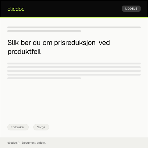 Document preview: Be om prisreduksjon etter feil på produkt — Forbruker, Norge