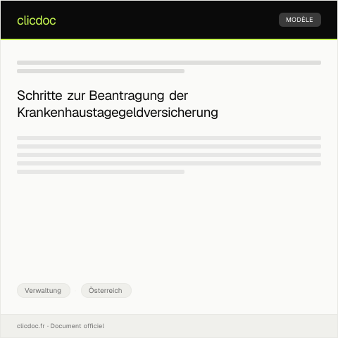 Dokumentvorschau: Beantragung einer Krankenhaustagegeldversicherung bei SVA — Verwaltung, Österreich