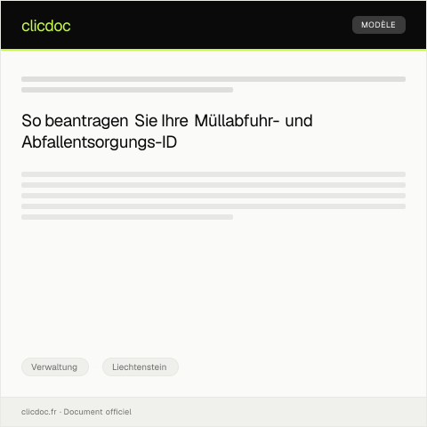 Dokumentvorschau: Beantragung einer Müllabfuhr- und Abfallentsorgungs-Id bei der Gemeinde — Verwaltung, Liechtenstein