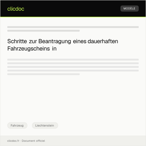 Dokumentvorschau: Beantragung eines dauerhaften Fahrzeugscheins — Fahrzeug, Liechtenstein