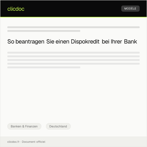 Dokumentvorschau: Beantragung eines Dispokredits bei der Bank — Banken & Finanzen, Deutschland