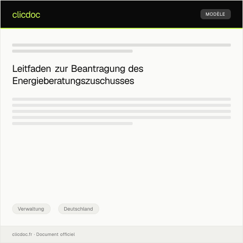 Dokumentvorschau: Beantragung eines Energieberatungszuschusses — Verwaltung, Deutschland