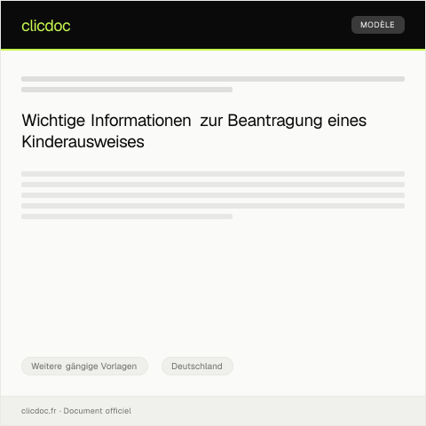 Dokumentvorschau: Beantragung eines Kinderausweises — Weitere gängige Vorlagen, Deutschland