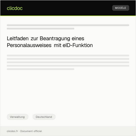 Dokumentvorschau: Beantragung eines Personalausweises mit eID-Funktion — Verwaltung, Deutschland
