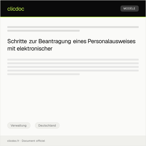 Dokumentvorschau: Beantragung eines Personalausweises mit elektronischer Funktion — Verwaltung, Deutschland