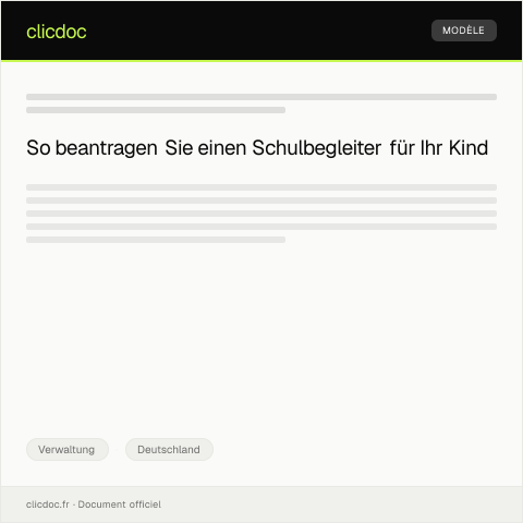 Dokumentvorschau: Beantragung eines Schulbegleiters — Verwaltung, Deutschland