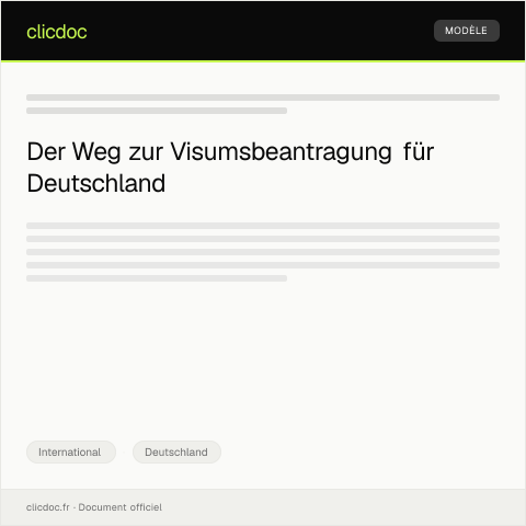 Dokumentvorschau: Beantragung eines Visums für Deutschland — International, Deutschland