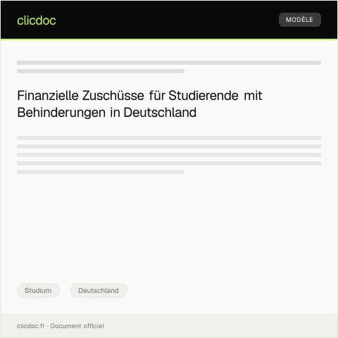 Dokumentvorschau: Beantragung eines Zuschusses für Studierende mit Behinderung bei der Studentenwerksförderung — Studium, Deutschland