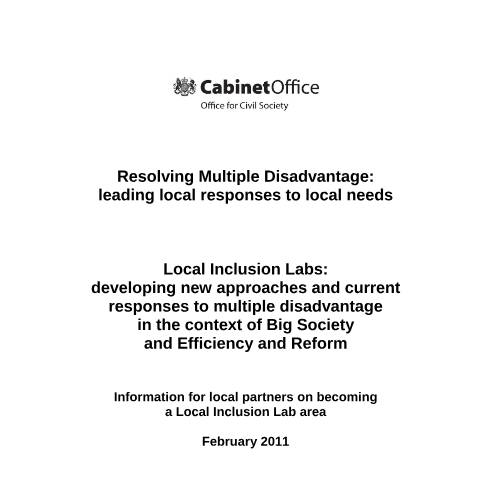 Document preview: Becoming a Resolving Multiple Disadvantage Local Inclusion Lab area — Cabinet Office, United Kingdom