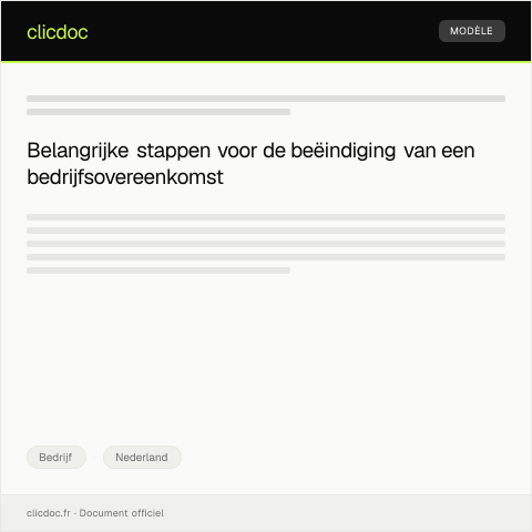 Documentvoorvertoning: Beëindiging bedrijfsovereenkomst — Bedrijf, Nederland