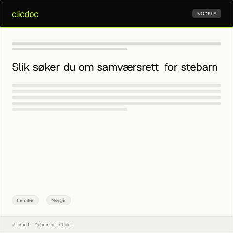 Document preview: Begjæring om samværsrett for stebarn i henhold til barneloven — Familie, Norge