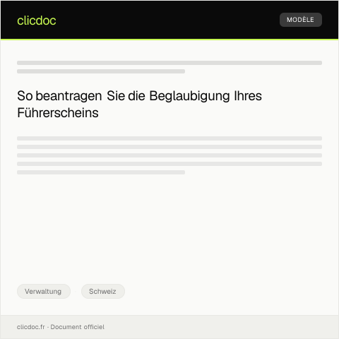 Dokumentvorschau: Beglaubigung des Schweizer Führerscheins beim Fremdenverkehrsamt — Verwaltung, Schweiz
