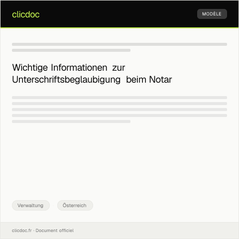 Dokumentvorschau: Beglaubigung einer Unterschrift auf einem Erbvertrag beim Notar — Verwaltung, Österreich