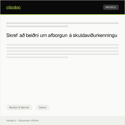 Document preview: Beiðni um afborgun á skuldaviðurkenningu — Bankar & fjármál, Ísland