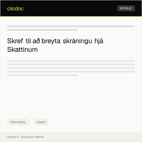 Document preview: Beiðni um breytingu á skráningu — Stjórnsýsla, Ísland