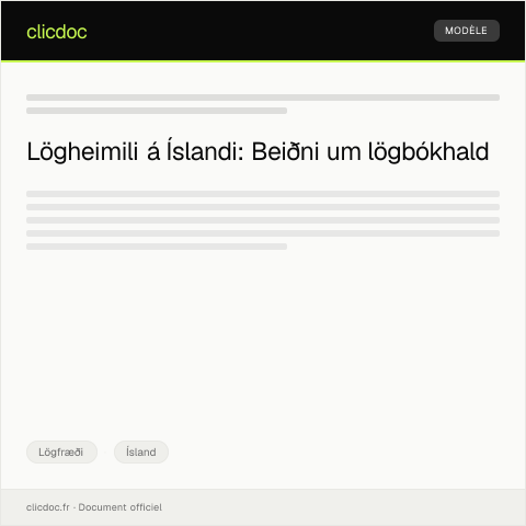 Document preview: Beiðni um lögbókhald sem staðfesting á lögheimili — Lögfræði, Ísland